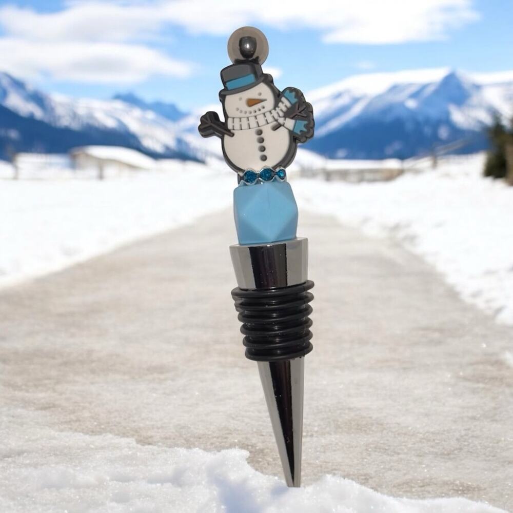 Snowman Beaded Wine Bottle Stopper